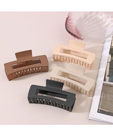 Claw Hair Clips | Rectangle Flower Shape Hair Clips Set of 8 Claw Hair Accessories Comfortable Anti-Slip Stable Hair Hold for Thin Thick Curly Hair - Buy Online on SooperMarket.com