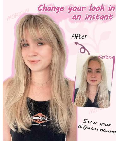 MORICHY Clip in Fringe 360 Bangs Hair Clip Fake Bangs with Long Layered Fringe Clip in Hair for Women Mix Blonde Bangs Clip in Hair Extensions Curved Bangs for Daily Use(Mix Blonde with Dark Root) 18Inch RT6/22/613A# - Buy Online on SooperMarket.com