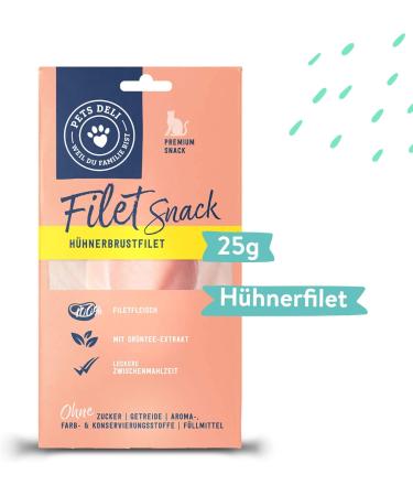 Pets Deli Chicken Breast Fillet Snacks for Cats - Sugar & Gluten-Free Green Tea Treats - 12 x 25g Pack - Buy Online on SooperMarket.com