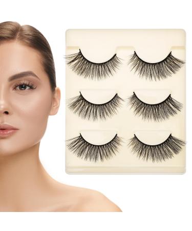 Baluue 3pair False Eyelashes 3D Faux Lashes Fluffy Volume Long Thick Lashes Handmade Natural False Eyelashes Faux Lashes Pack