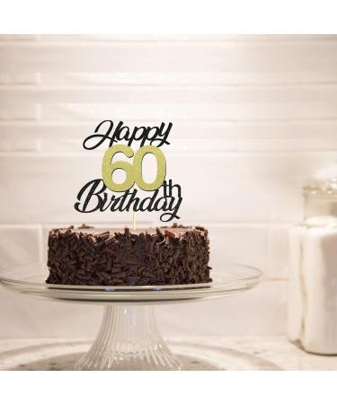 Sumerk 60th Birthday Cake Attachments - Gold & Black Decoration Accessories | Perfect for 60th Birthday Party - Buy Online on SooperMarket.com