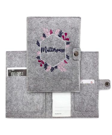 Cozy Racoon Mutterpass cover made of felt hexagon pink |Made in Germany I with indoor pockets for the insurance card and ultrasound images I personal gift for pregnant germany mother pass hexagon pink