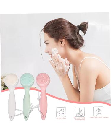 3Pcs Silicone Facial Cleansing Brush Silicone Facial Scrubber Manual Exfoliating Facial Brush Face Cleanser Face Exfoliator Fine Bristles for Sensitive Skin - Buy Online on SooperMarket.com