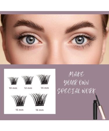 90 Clusters DIY False Eyelashes Kit - Reusable Soft Natural Russian Lashes Extensions - Clear Glue Included - 10-16mm C CC D Curl - Buy Online on SooperMarket.com