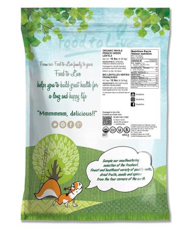 Organic French Green Lentils 10 Pounds - Non-GMO Whole Dry Beans | Raw Sproutable Vegan Kosher Bulk - High in Folate, Fiber, Plant-Based Protein | Ideal for Soups, Chili, Stews, Curries - Buy Online on SooperMarket.com