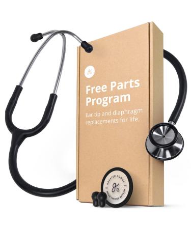 Greater Goods Tunable Dual-Head Stethoscope - Important Component First Aid Kit | Necessary Nurse Accessories | Adjustable Headset - Free Replacement Ear Tips and Diaphragm | Designed in St. Louis New Black