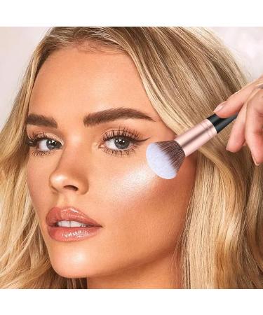 Foundation Brush Double Head Makeup Brush | Multi-purpose Makeup Brush For Foundation Powder Liquid Concealer Cream Blush Black Handle Rose Gold Tube - Buy Online on SooperMarket.com
