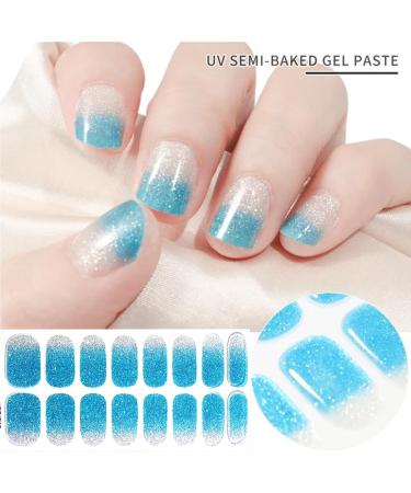 Buy 8 Sheets Semi Cured Nail Polish Stickers - Gradient Glitter & Solid Color Gel Wraps | Self-Adhesive Multicolored Nail Strips for Women & Girls | Perfect Manicure Decoration Supplies - Buy Online on SooperMarket.com