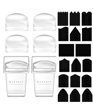 Makartt Nail Stamping Kit 12pcs Clear Silicone Jelly Stamper for Nails French Tip Nail Stamp Nail Stamper with Nail Stickers Replaceable Nail Stamp Head for French Manicure (12pcs)