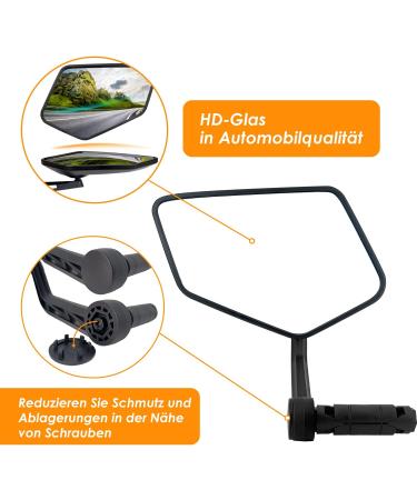 Arkham Bicycle Mirror - Extra Large HD Real Glass Rearview Mirror for E-Bikes & Bicycles | Universal Fit 15-20mm Left Handlebar - Buy Online on SooperMarket.com