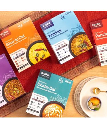 Kapka Vegan Indian Dal Plant Based Protein - 5 Pack Variety | Seasoned Ready to Eat Entrees for Instant Pots | Non-GMO Gluten Free | 3-4 Servings Per Pack | Pack of 5 Dals - Buy Online on SooperMarket.com