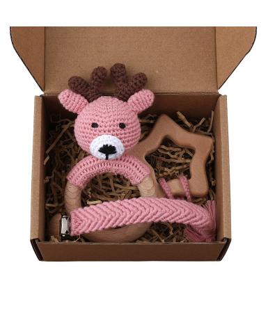 TIAN-K Baby Pacifier Chain Braided Soft Lovely Deer Design Pacifier Holder for Boys Girls Toddlers Toys 2