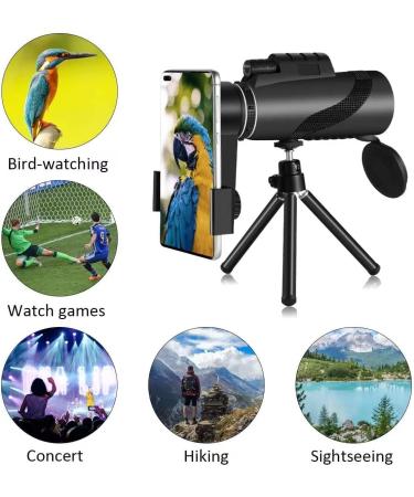 80x100 High Powered Monocular Telescope for Smartphone | Low Light Night Vision | Includes Holder, Tripod & HD Viewing | Ideal for Stargazing, Hunting, Wildlife & Travel - Buy Online on SooperMarket.com
