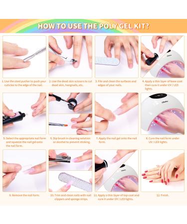 Poly Nail Gel Kit with 36W UV/LED Lamp - Ohuhu 12 Colors Professional Poly Gel Kit for Nail Extension - Rainbow Color DIY Nail Art - Great Gift for Girlfriend, Mother - Buy Online on SooperMarket.com