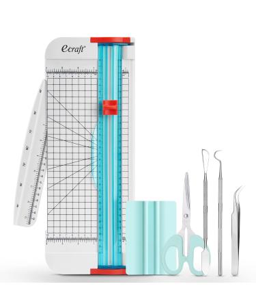 Ecraft Paper Cutter Trimmer with Vinyl Weeding Tool Set Weeder/Scraper/Spatula/Tweezers/Scissors Basic Tools Kit for Scrapbooking Lable Cardstock Coupon Letter DIY Art Crafting Cutting Splicing