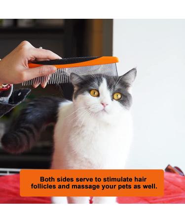 Cafhelp Metal Dog & Cat Comb | Stainless Steel Teeth, Non-Slip Grip Handle | Professional Grooming Tool for Tangles & Knots | Greyhound Comb for Long/Short Haired Pets - Buy Online on SooperMarket.com