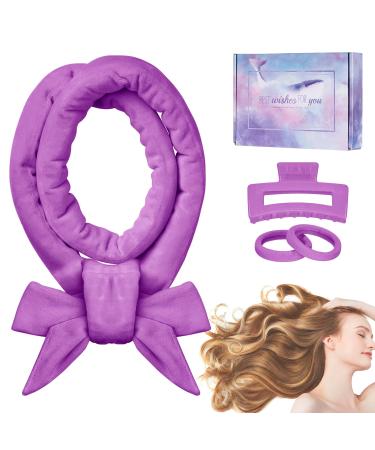 CORATED Heatless Curling Rod Headband Velvet Heatless Hair Curler Set No Heat Hair Curlers Heatless Curlers Headband for Long Hair Purple