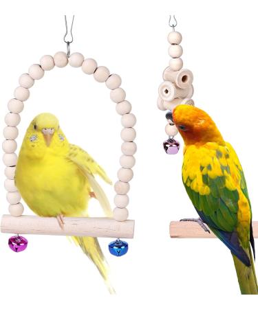 Bird Toys - 9 Piece Parrot Swing Set & Cage Accessories | Wooden Platforms for Budgies Finches & Nymphensittiche - Buy Online on SooperMarket.com