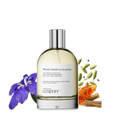 LOVERY Woody Santal Eau de Parfum Inspired by Fragrance S.antal 33. Long Lasting Perfume for Women & Men Vegan Unisex Perfume Spray 100ml EDP Perfumes for Women - Made in USA Woody Santal USA 3.4 Fl Oz (Pack of 1)