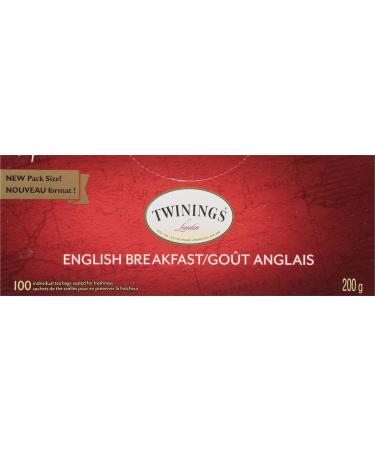 Twinings English Breakfast Individually Wrapped Tea Bags | Caffeinated Smooth Flavourful Robust Black Tea | 100 Count (Pack of 4) | Enjoy Hot or Iced Classic English Breakfast 100 Count (Pack of 4) - Buy Online on SooperMarket.com