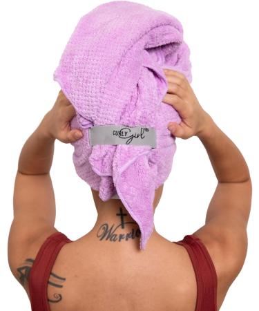 Curly Girl Microfiber Hair Towel with Strap - Fast Drying Anti-Frizz Waffle Design for Curly Hair - Lavender - Buy Online on SooperMarket.com