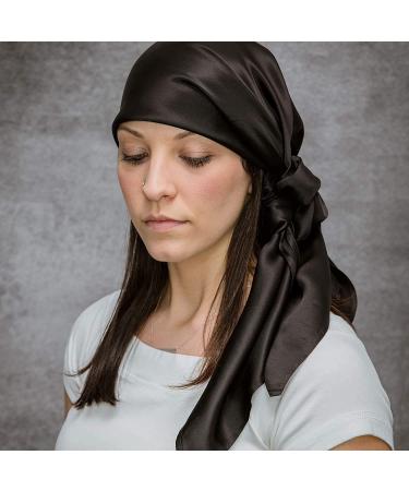 Mulberry Park Pure 19 Momme Silk Head Scarf Bandana - Prevent Frizz, Maintain Hairstyle, and Support Hair Regrowth - 36 Inch Square Black - Buy Online on SooperMarket.com