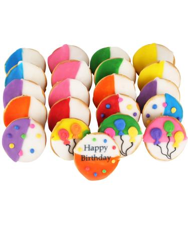 Happy Birthday Cookie Gift Basket Tin - 21 Assorted Hand-Decorated Cookies in 7 Bright Colors - Perfect Birthday Gift for Him, Her, Boys, Girls, Men, Women - Prime Delivery - Buy Online on SooperMarket.com