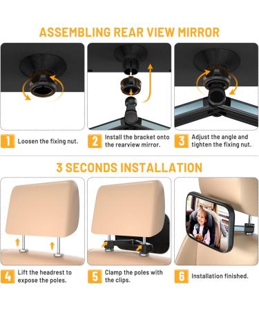 ENONEO Baby Car Mirror | 100% Shatterproof Rear Facing Safety Mirror | Crystal Clear View | Essential for Newborns - Buy Online on SooperMarket.com