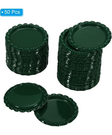 PATIKIL 1 Inch Flat Decorative Bottle Caps 50 Pack Craft Bottle Pendant Trays Double Sides Printed for DIY Pendants Craft Scrapbooks Dark Green - Buy Online on SooperMarket.com