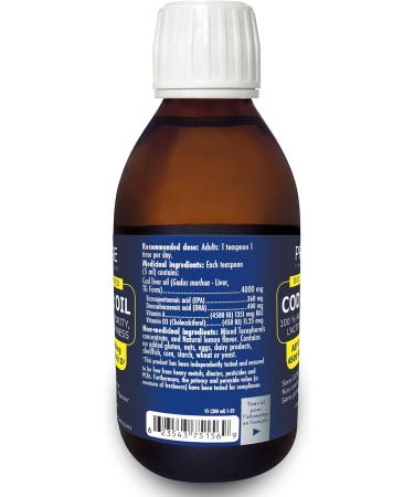 200ml (6.8oz) Cod Liver Oil 100% Tested for Purity Potency and Freshness EPA 360mg | DHA 400mg 4500 IU Vit A | 450 IU Vit D3 Made in Canada - Buy Online on SooperMarket.com