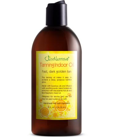 Tanning Indoor Oil | Moisturizing Body Oil | Sun kiss Glow | Body Tanning Oil | Natural Body Serum | Just Nutritive | 8 Oz