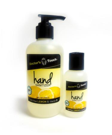 Doctor's Touch Hand Sanitizer With Real Lemon Vitamin E And Aloe Vera - 99% Effective Against Germs - 70% Alcohol - Antibacterial - Leaves Hands Clean Soft And Moisturized (8 & 2oz 1) 8 & 2 Ounce 1.0