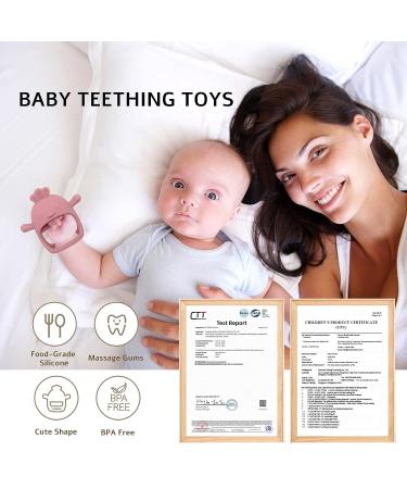 Chick Shape Baby Teething Toys | Food-Grade Silicone Teether for Soothing Pain Relief | Easy-to-Grip Baby Chew Toy (Dark Pink) - Buy Online on SooperMarket.com