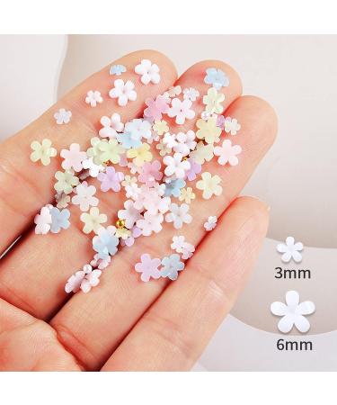 Baoximong 3D Flower Nail Art Charms - White Pink Gold Silver Pearls Rhinestones Spring Cherry Blossom Design - Buy Online on SooperMarket.com