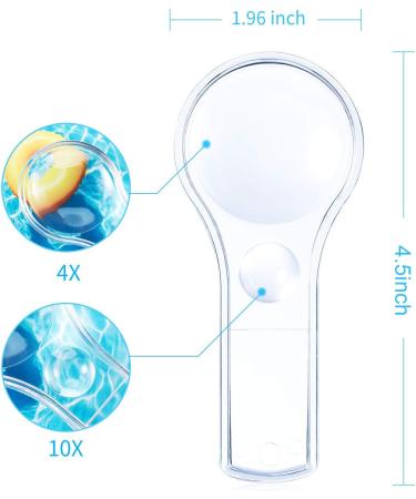 Quesuc 20 Pack Hand Lens 4X and 10X Magnifier Handheld Magnifying Glasses for Home Classroom Indoor and Outdoor Use - Buy Online on SooperMarket.com