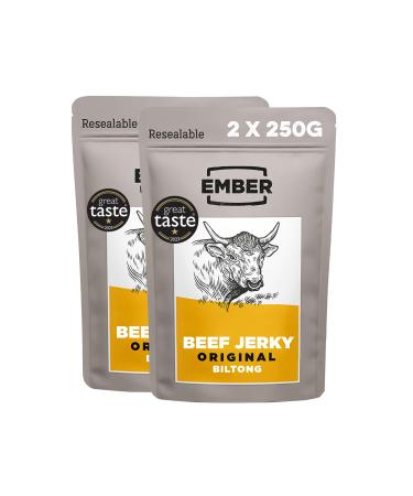 Ember snacks - biltong snack (2x250g original) made of British and Irish beef - high protein content - Favored 1 piece (2 pack)
