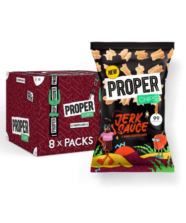 PROPERCHIPS Jerk Sauce Chickpea Chips 8 x 85g Vegan and Gluten-Free Snack Low Calorie Chips Jerk Sauce 1 count (Pack of 8)