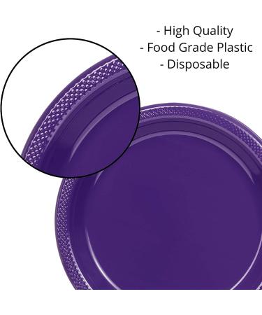 10 Inch Purple Plastic Plates - 50 Count - Round Disposable Plates for Dinner Parties and Special Occasions - Buy Online on SooperMarket.com