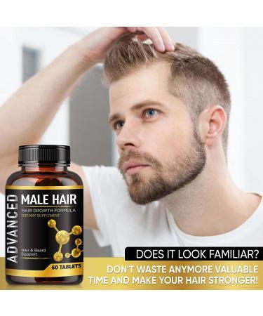 Men's Hair Growth Vitamins - DHT Blocker & Beard Growth Supplement for Thicker, Fuller Hair. Support Thinning Hair with Biotin - Regrow & Strengthen Hair - Buy Online on SooperMarket.com