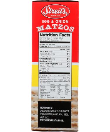 Streit's Matzos Egg & Onion Unleavened Bread Cracker - 11 oz (Pack of 1) - Buy Online on SooperMarket.com
