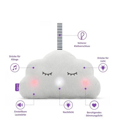 Sn z Dream Cloud Sleep Aid for Babies | Plush Mobile with White Noise 4 Calming Sounds & Night Light Pink & White - Buy Online on SooperMarket.com