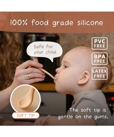 Moonkie Silicone Baby Spoons Set of 4 - Soft-Tip Spoons for Infant Feeding - Chewproof & Bendable - Ideal for Self-Feeding & Baby Led Weaning - Grey/Warm Taupe/Ether/Sage - Buy Online on SooperMarket.com