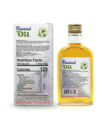 Eco Nava Flaxseed Oil 6.8 oz | 100% Natural Cold Pressed | Premium Grade for Cooking, Salads, Hair, Face & Skin Care - Buy Online on SooperMarket.com