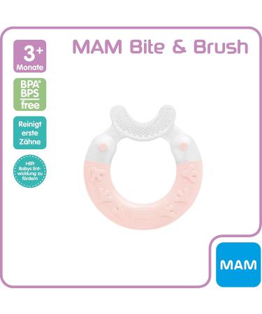 MAM BeiÃring Bite & Brush - Baby Tooth Aid for Gums & Dental Care - Extra-Soft Bristles - Pink - 3+ Months - 1 Piece - Buy Online on SooperMarket.com