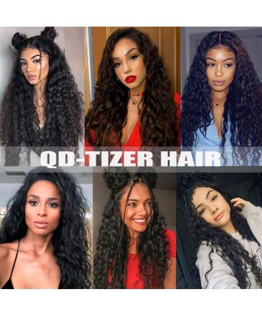 QD-Tizer Loose Curly Synthetic Lace Front Wig for Black Women - Long Black Curly Hair with Baby Hair, Heat Resistant, 180% Density - Buy Online on SooperMarket.com