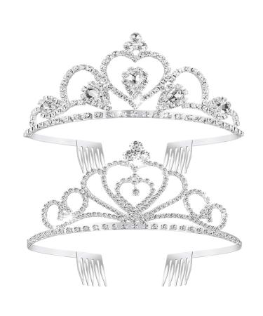 Lurrose Rhinestone Tiara Crown Crystal Tiara Wedding Bridal Birthday Pageant Princess Tiara Crown Headband 2Pack
