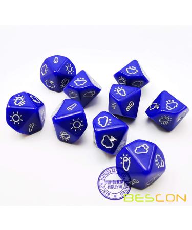 Bescon Emotion Weather & Direction Dice Set - 3 Piece Polyhedral RPG Dice in Blue, Green, Yellow - Buy Online on SooperMarket.com
