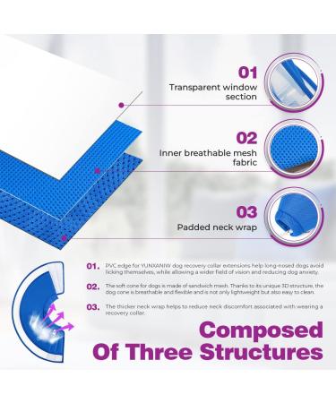 YUNXANIW XL BLUE Dog & Cat Recovery Cone Collar | Soft Elizabethan Collar for Surgery | Adjustable Breathable Mesh Recovery Collar for After Surgery - Buy Online on SooperMarket.com