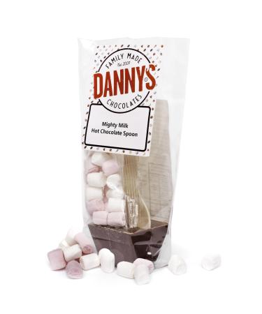 Danny's Hot Chocolate Spoons Mighty Milk with Marshmallows Party Pack - 20 x Large 50g Hot Chocolate Stirrer Sticks - Party bag Sleepover Gifts Mighty Milk & Mallows Spoons 20 Count (Pack of 1)