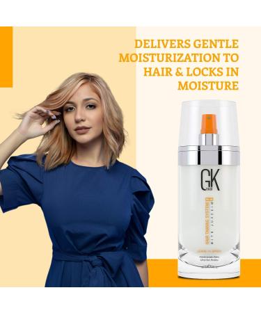 GK HAIR Global Keratin Leave-In Conditioner Detangler Spray 120ml - Hydrating Styler for Dry, Damaged, Frizzy Hair | Organic Natural Oil Blend for Strength & Shine - Buy Online on SooperMarket.com